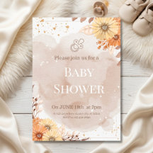 Elegant Beige Floral Baby Shower