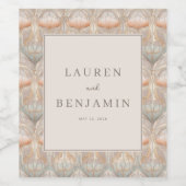 Elegant Beige Floral Motions ワインラベル (シングルラベル)