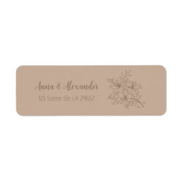 Elegant Beige Floral Wedding ラベル