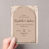 Elegant Beige Floral Wedding Invitation アクリル招待状 (インサイチュ (ポータブル))