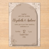 Elegant Beige Floral Wedding Invitation アクリル招待状 (正面)