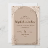 Elegant Beige Floral Wedding Invitation 招待状 (正面)