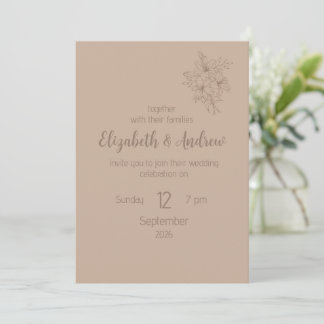 Elegant Beige Floral Wedding Invitation (style 2) 招待状