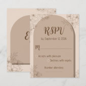 Elegant Beige Floral Wedding RSPV card 出欠カード (正面/裏面)