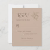 Elegant Beige Floral Wedding RSPV card 出欠カード (正面)