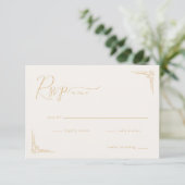 Elegant Beige Geometric Calligraphy 出欠カード (スタンド正面)