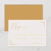 Elegant Beige Geometric Calligraphy 出欠カード (正面/裏面)