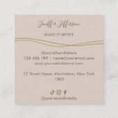 Elegant Beige & Gold Makeup artist Business Card スクエア名刺 (裏面)