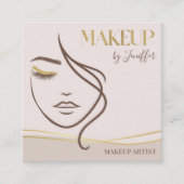 Elegant Beige & Gold Makeup artist Business Card スクエア名刺 (正面)