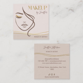 Elegant Beige & Gold Makeup artist Business Card スクエア名刺