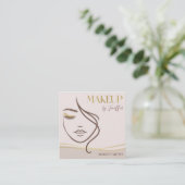 Elegant Beige & Gold Makeup artist Business Card スクエア名刺 (スタンド正面)