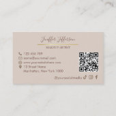 Elegant Beige & Gold Makeup Artist Bussines card 名刺 (裏面)