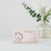 Elegant Beige & Gold Makeup Artist Bussines card 名刺 (スタンド正面)