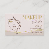 Elegant Beige & Gold Makeup Artist Bussines card 名刺 (正面)