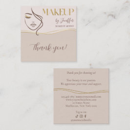 Elegant Beige & Gold Makeup Artist Thank you Card ロイヤリティカード