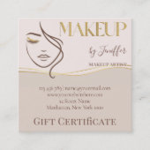 Elegant Beige & Gold Makeup Gift Certificate Card ロイヤリティカード (正面)