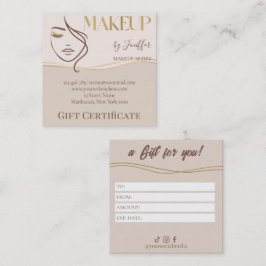 Elegant Beige & Gold Makeup Gift Certificate Card ロイヤリティカード