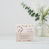 Elegant Beige & Gold Makeup Gift Certificate Card ロイヤリティカード (スタンド正面)