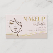 Elegant Beige & Gold Makeup Gift Certificate Card ロイヤリティカード (正面)