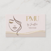 Elegant Beige & Gold PMU Bussines card 名刺 (正面)