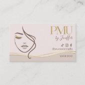 Elegant Beige & Gold PMU Bussines card 名刺 (正面)