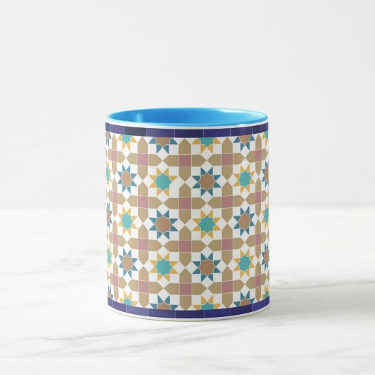 Elegant Beige Green and Red Geometric Pattern Mug マグカップ (中央)
