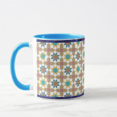 Elegant Beige Green and Red Geometric Pattern Mug マグカップ (左)