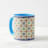 Elegant Beige Green and Red Geometric Pattern Mug マグカップ (正面左)