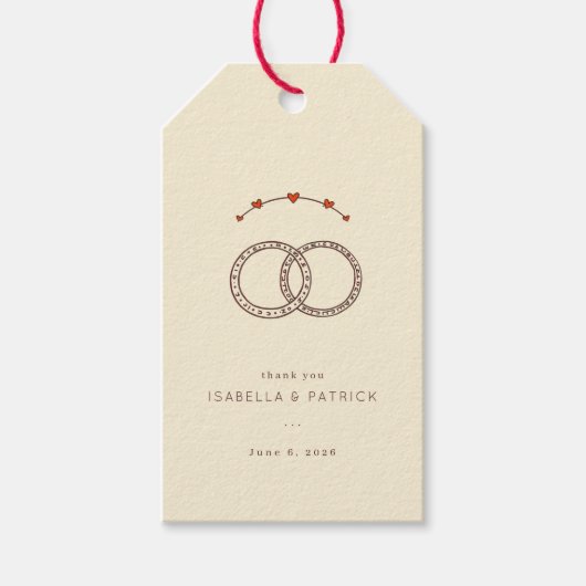 Elegant Beige Interlocking Rings ギフトタグ (正面)