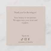 Elegant beige Lash Technician Thank you Card ロイヤリティカード (裏面)