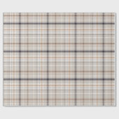 Elegant Beige | Light Grey | Black Plaid Checkered ラッピングペーパー (フラット)