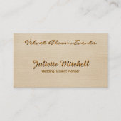 Elegant Beige Linen Event & Wedding Planner Card 名刺 (正面)