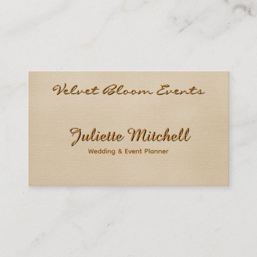 Elegant Beige Linen Event & Wedding Planner Card 名刺 (正面)