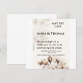 Elegant Beige Magnolia Save The Date Card (正面/裏面)