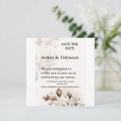 Elegant Beige Magnolia Save The Date Card (スタンド正面)