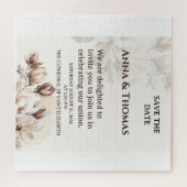 Elegant Beige Magnolia Save The Date Card ジグソーパズル (横)