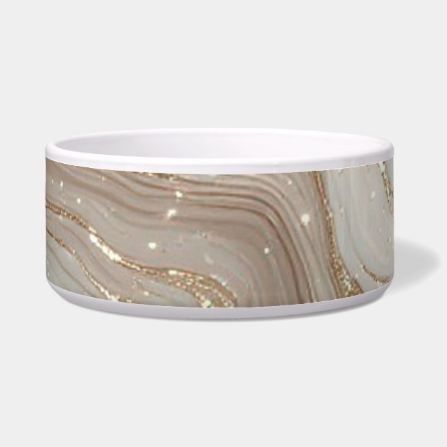 Elegant Beige Marble Background With Gold Glitter ボウル (正面)