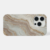 Elegant Beige Marble Background With Gold Glitter iPhoneケース (裏面横)