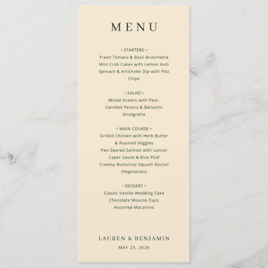Elegant Beige Menu Template メニュー (正面)