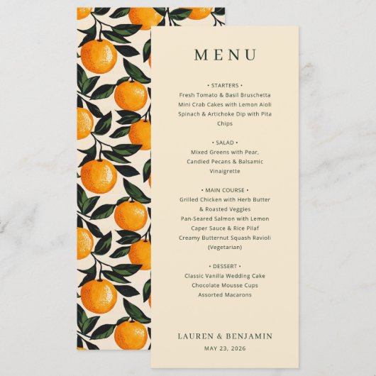Elegant Beige Menu Template メニュー (正面/裏面)