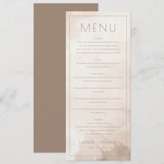 Elegant Beige Menu Template メニュー (正面/裏面)