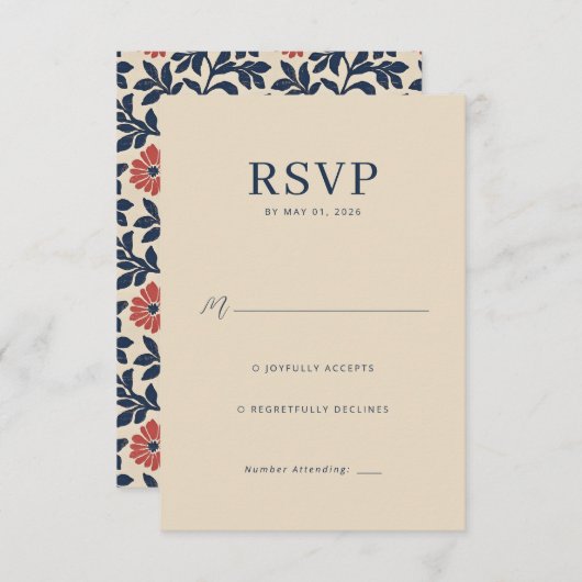 Elegant Beige Minimalist RSVP (正面/裏面)