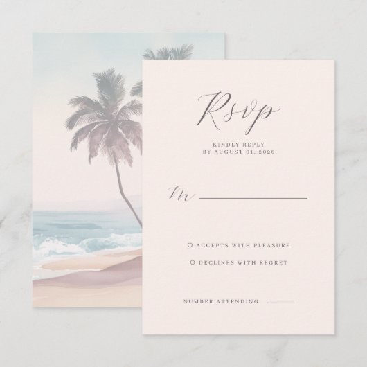 Elegant Beige Minimalist RSVP (正面/裏面)