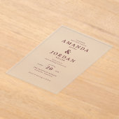 Elegant Beige Minimalist Wedding Invitation アクリル招待状 (レイダウン)