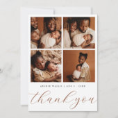 Elegant Beige Modern 4 Photo Collage Baby Shower サンキューカード (正面)