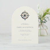 Elegant Beige Nautical Ship Wheel 招待状 (スタンド正面)