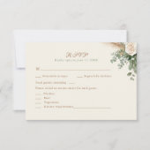 Elegant Beige Pampas Grass & Rose Wedding RSVP (正面)