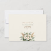 Elegant Beige Pampas Grass & Rose Wedding RSVP (裏面)