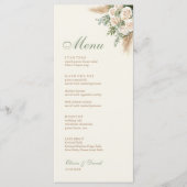 Elegant Beige Pampas Grass Wedding Menu Card メニュー (正面)