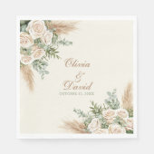 Elegant Beige Pampas Grass Wedding Napkins スタンダードランチョンナプキン (正面)
